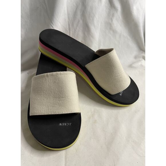 J.CREW Platform Eva Slide Sandals Women’s Size 10 Cream Black Pink Travel Pool - Picture 1 of 7